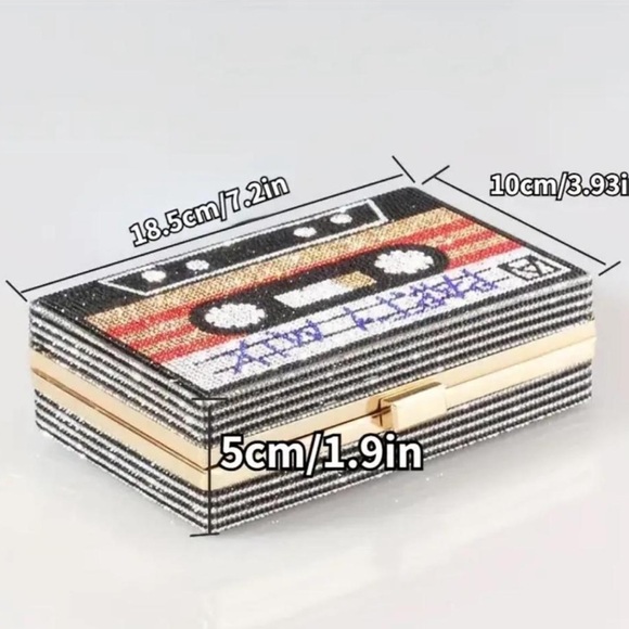 Retro Rhinestone Cassette Clutch - Picture 4 of 4
